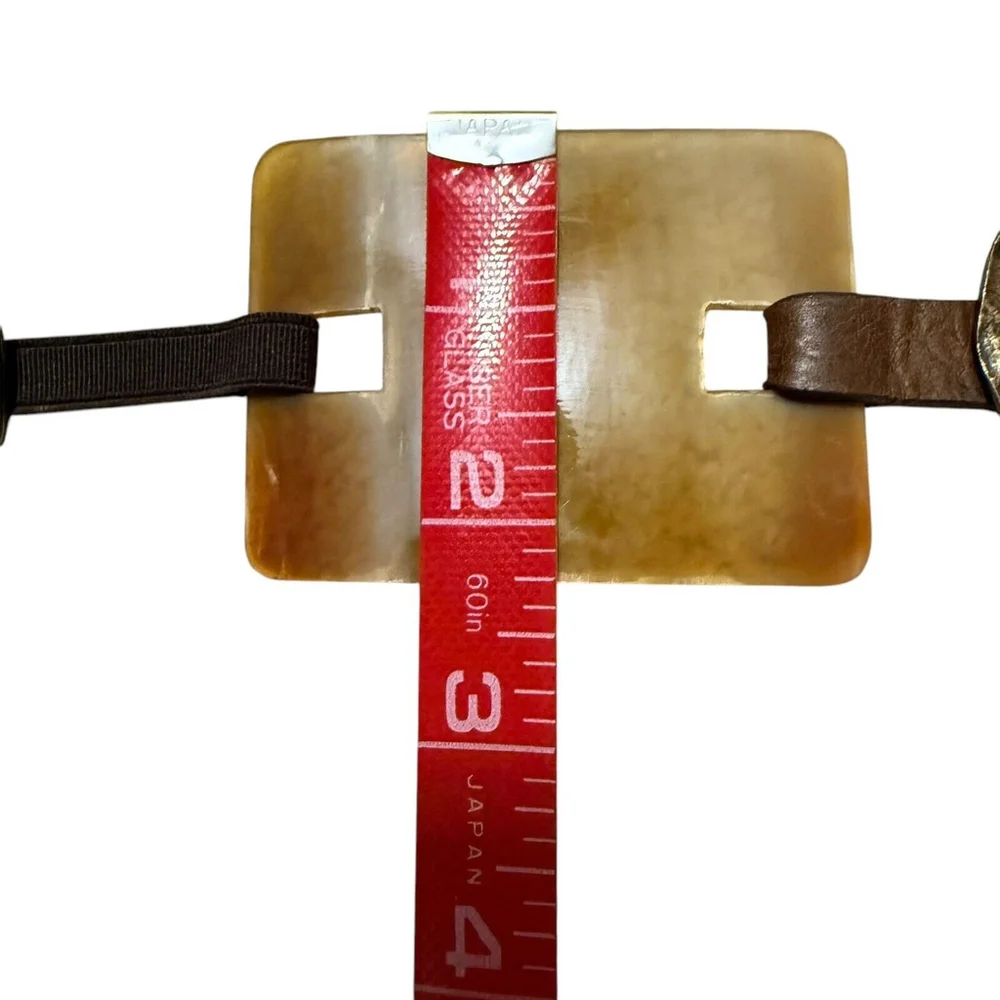 Fashion Link Belt Statement Belt Acrylic Brown Leather Metal‎ 30” To 33” Waist